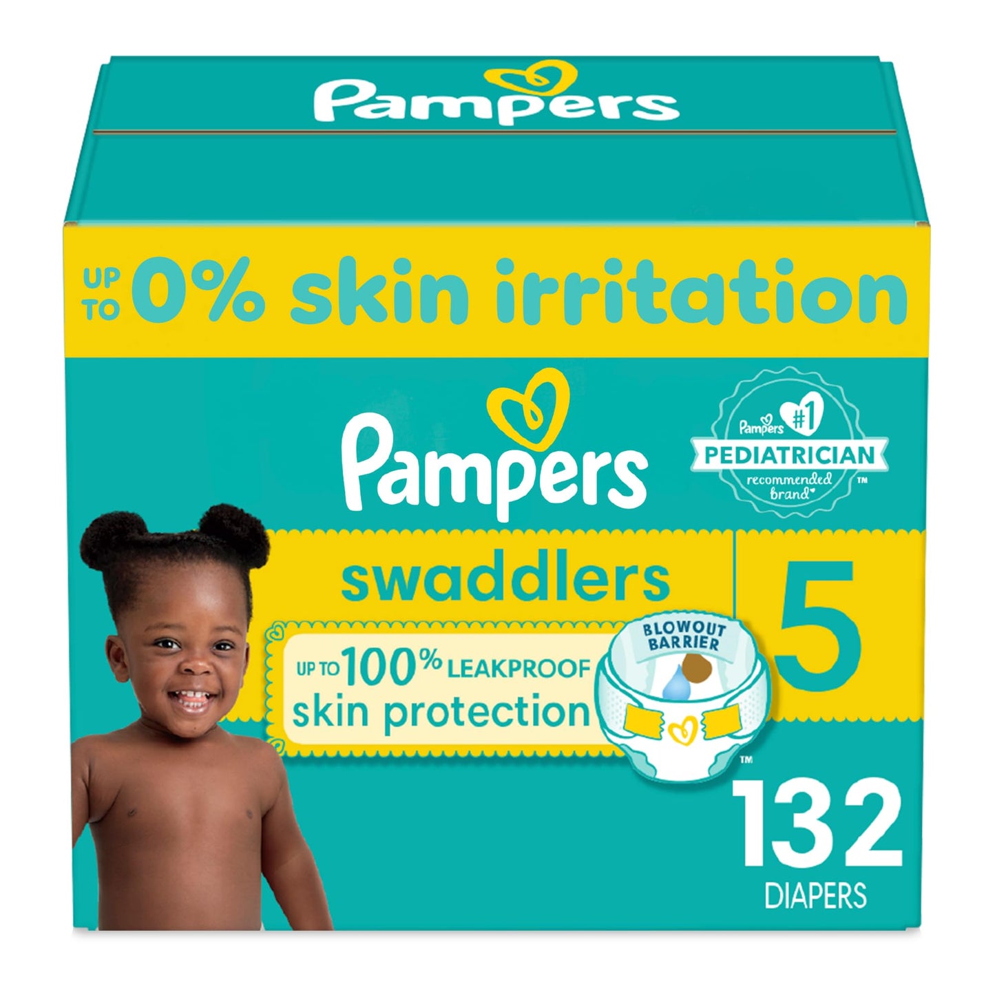 Pampers Swaddlers Diapers - Size 1, One Month Supply (198 Count), Ultra Soft Disposable Baby Diapers