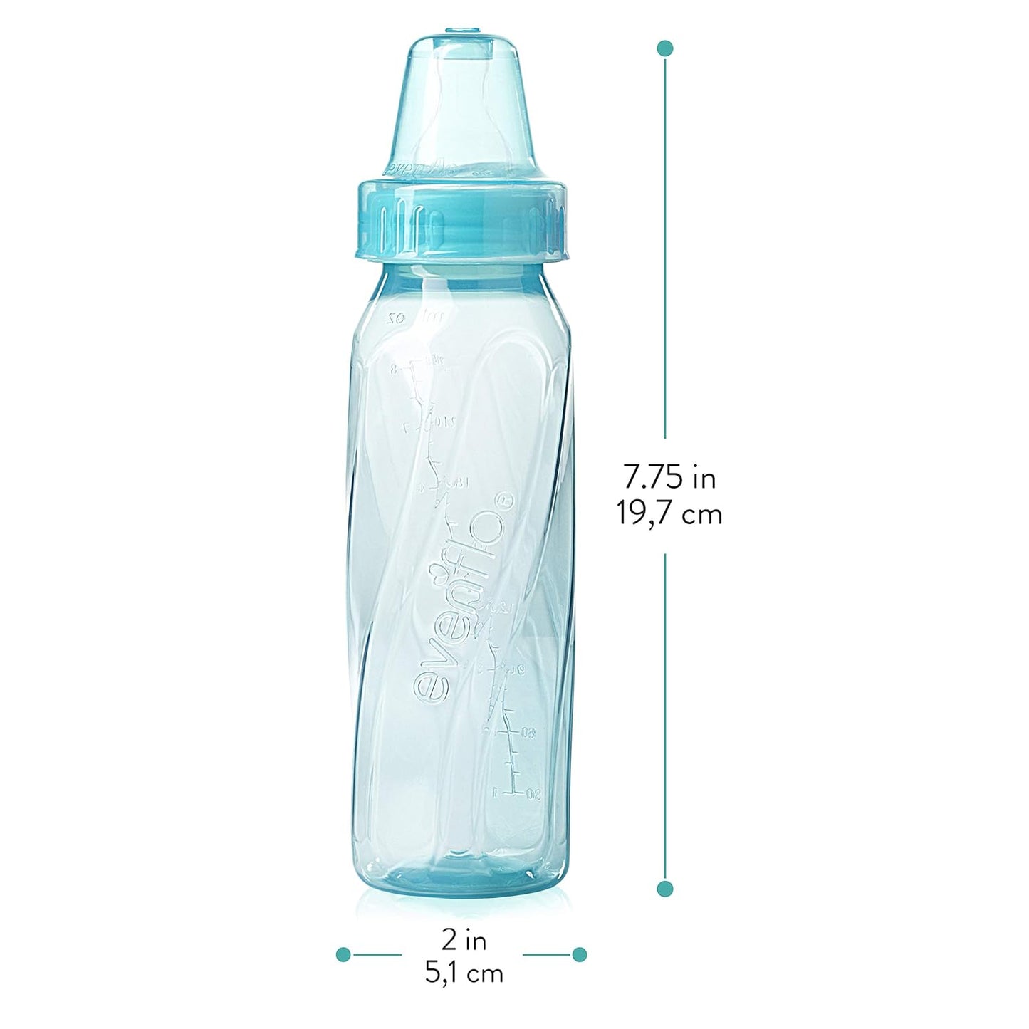 Evenflo Feeding Classic Tinted Plastic Standard Neck Bottles for Baby, Infant and Newborn, Pink/Lavender/Teal, 8 Ounce (Pack of 12)