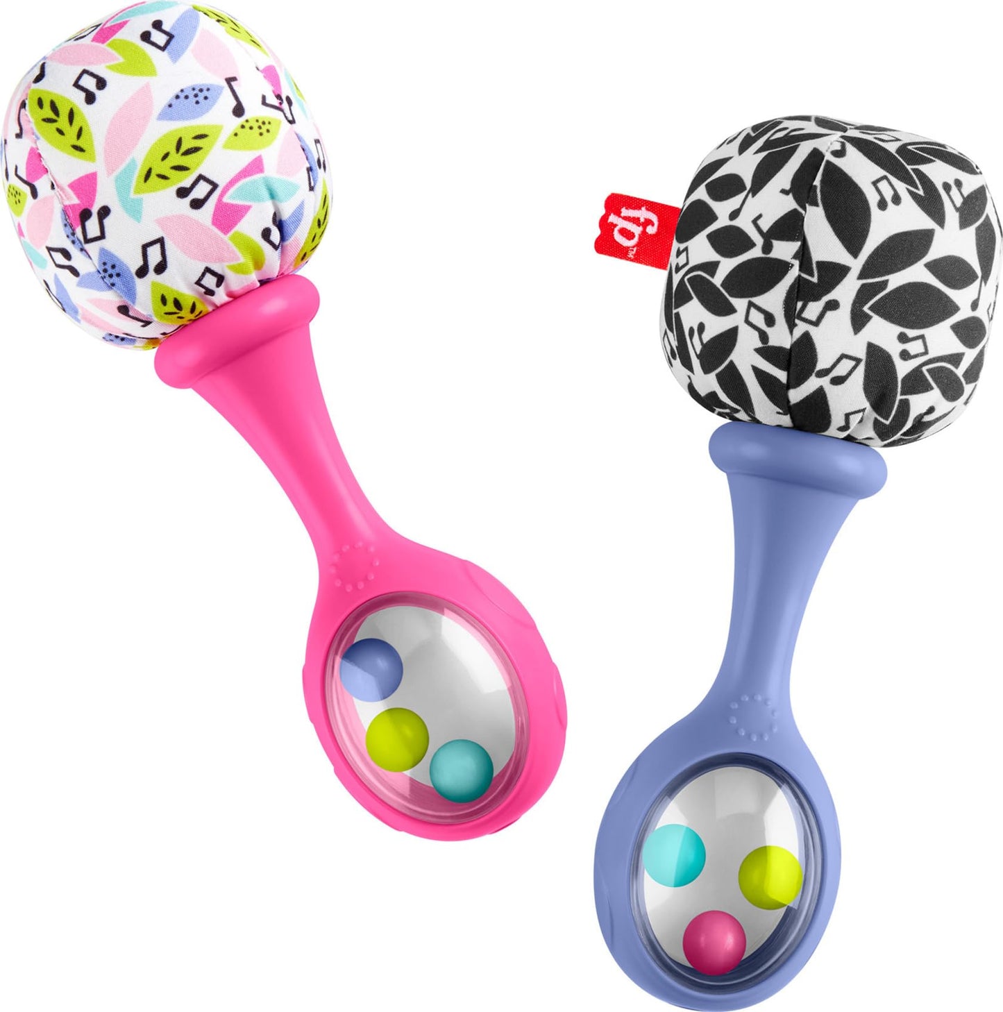 Fisher-Price Baby Newborn Toys Rattle 'n Rock Maracas, juego de 2 instrumentos musicales suaves para bebés de más de 3 meses, color azul y naranja