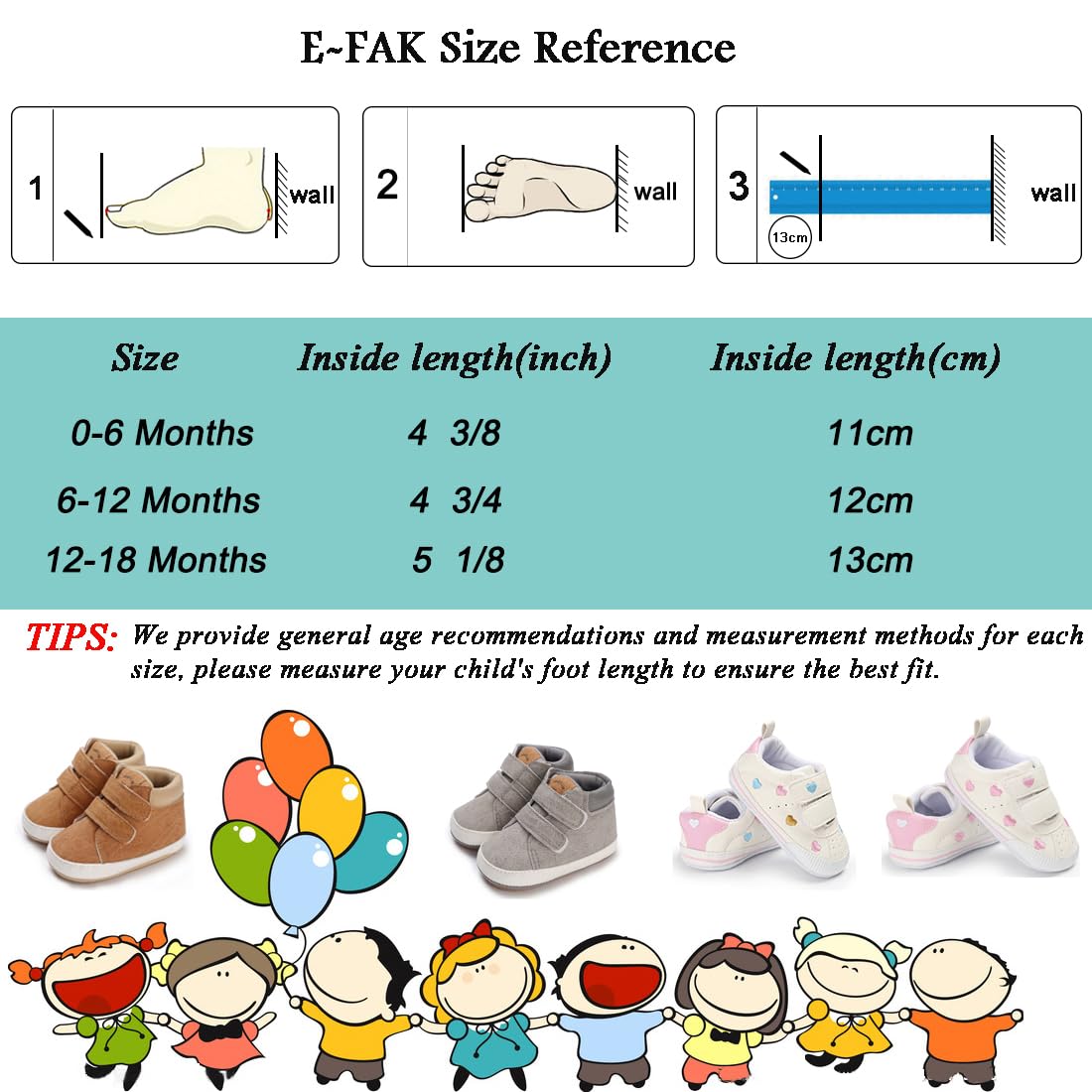 E-FAK tenis para bebés, niñas y niños pequeños, con suela de goma antideslizante, para empezar a caminar