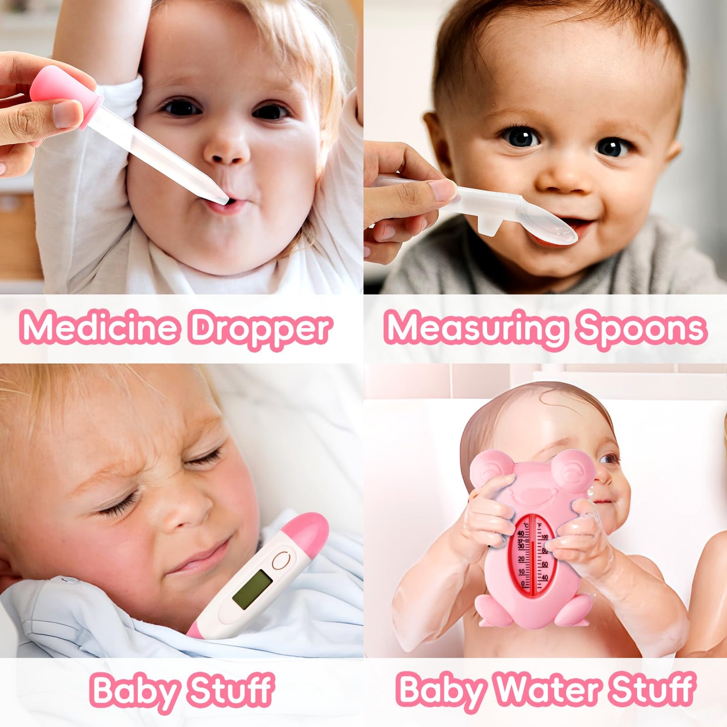 Baby Grooming Kit, Infant Safety Care Set with Hair Brush Comb Nail Clipper Nasal Aspirator,Baby Essentials Kit for Newborn Girls Boys (Pink Baby Grooming kit)