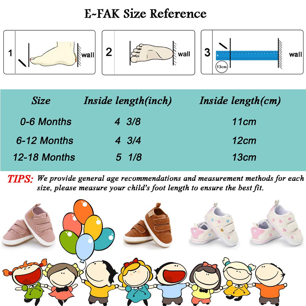 E-FAK tenis para bebés, niñas y niños pequeños, con suela de goma antideslizante, para empezar a caminar