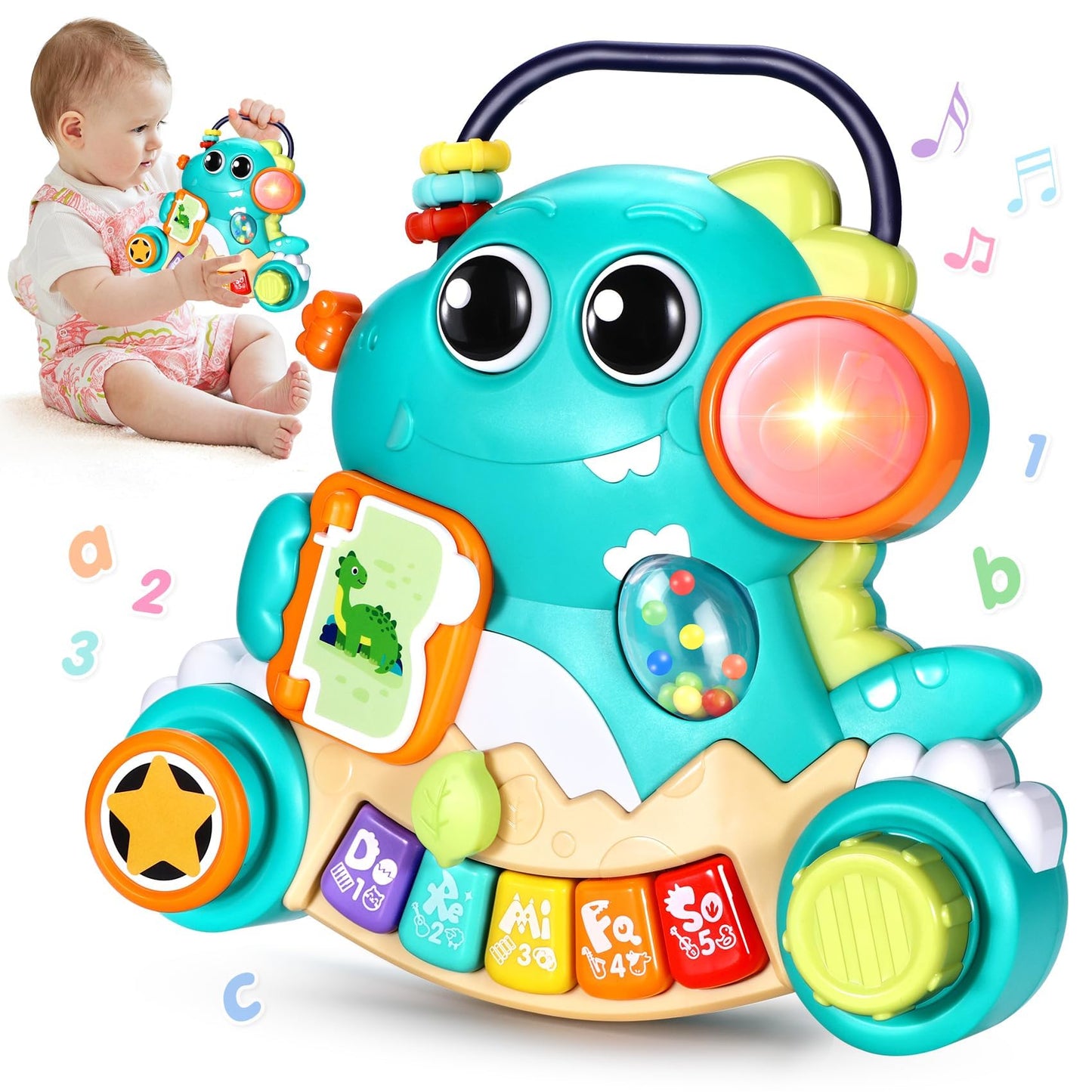 Piano de juguete para bebés de 6 a 12 meses, música iluminada, juguetes para bebés de 0, 6, 9, 12, 18 meses, aprendizaje temprano, teclado de piano educativo, juguetes para bebés, juguete de piano