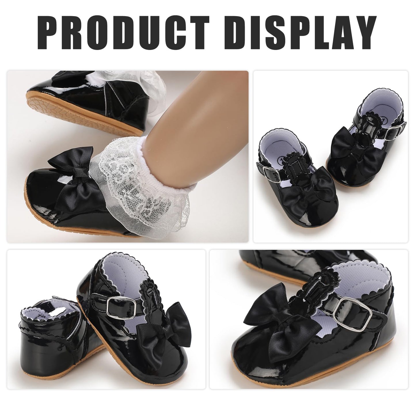 Mary Jane - Zapatos planos de vestir para bebé, zapatos para recién nacidos, antideslizantes, de piel sintética, para fiesta, escuela, boda, princesa, zapatos de bebé niña 0-18M