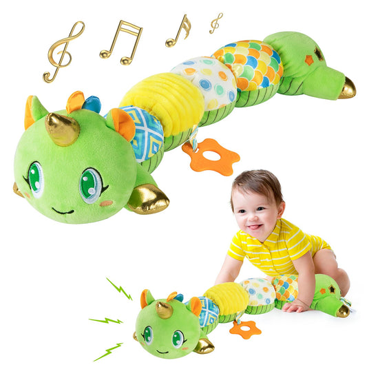 Unicorn Baby Toys 6-12 Months, Musical Infant Toys with Sensory Crinkle & Rattle for Tummy Time Newborn, Baby Boy Toys for 0 1 2 3 4 5 6 7 8 9 10 11 12 Months Old Baby Must Have Christmas Gift - Green