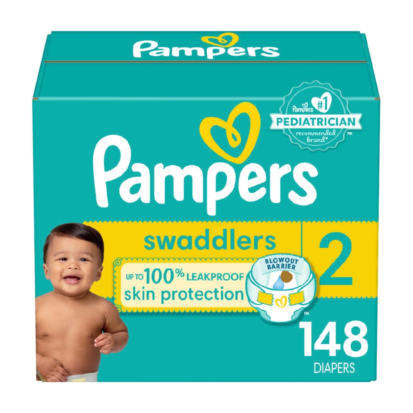 Pampers Swaddlers Diapers - Size 1, One Month Supply (198 Count), Ultra Soft Disposable Baby Diapers