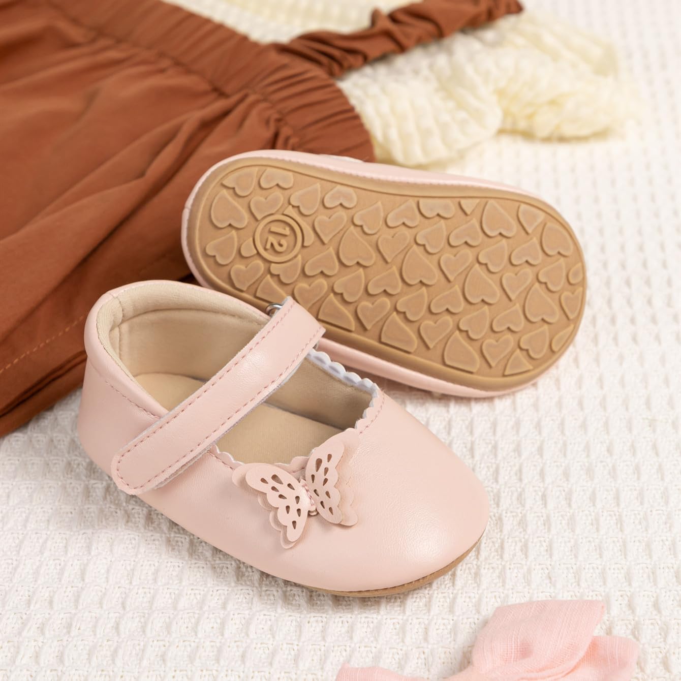 Meckior Zapatos planos de princesa hechos a mano para bebés, niñas y niños, para primeros pasos, de piel sintética suave, antideslizantes, para cuna, vestido de boda