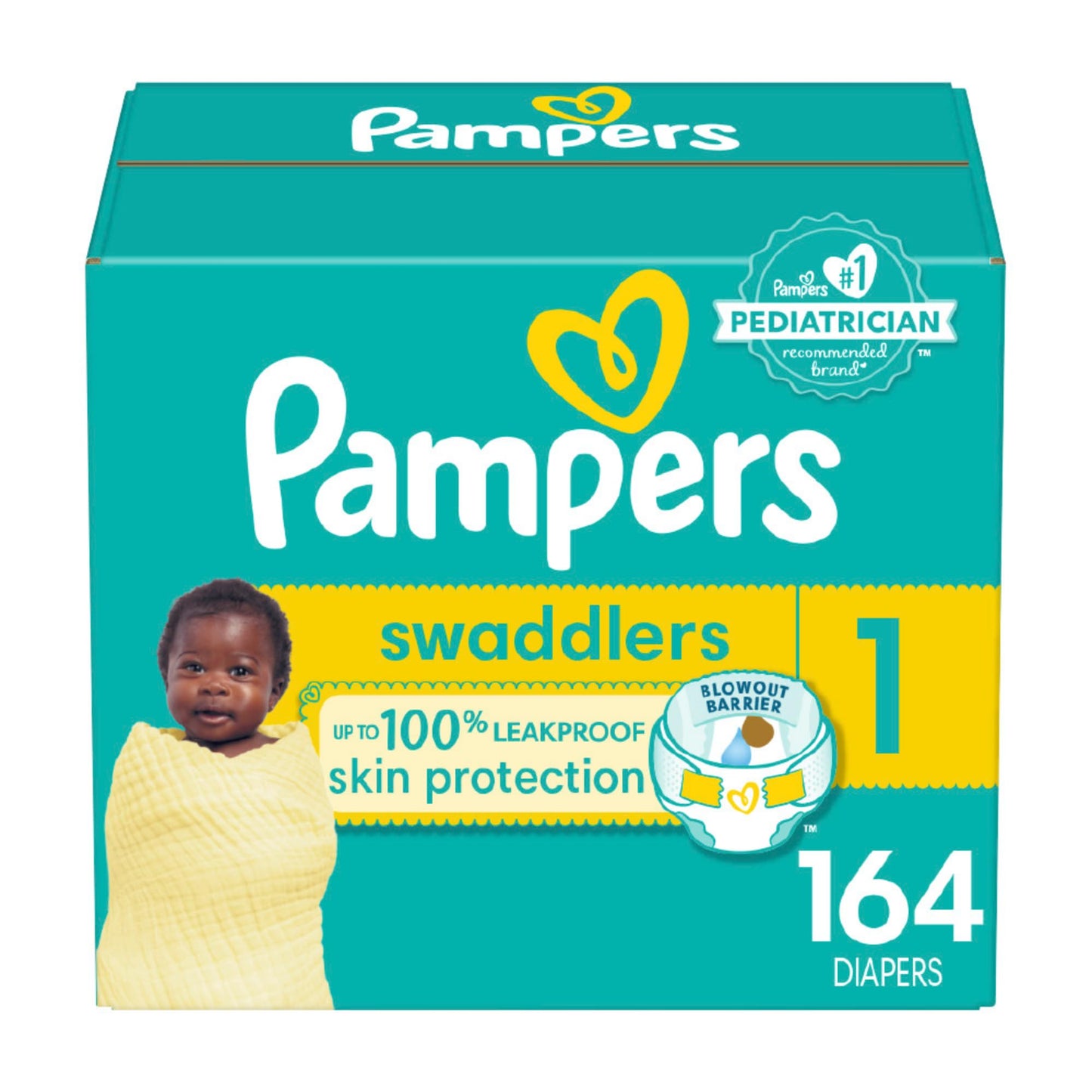 Pampers Swaddlers Diapers - Size 1, One Month Supply (198 Count), Ultra Soft Disposable Baby Diapers