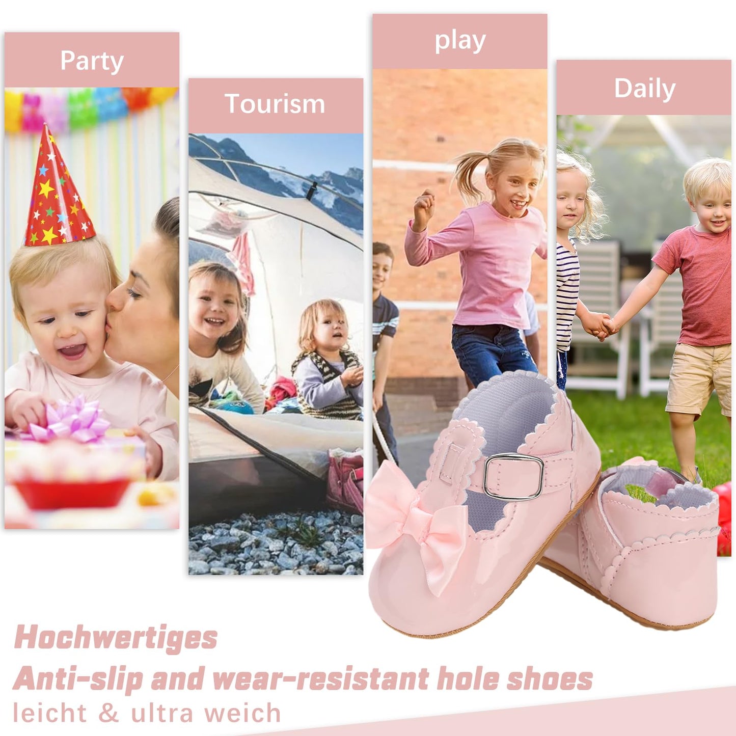 Mary Jane - Zapatos planos de vestir para bebé, zapatos para recién nacidos, antideslizantes, de piel sintética, para fiesta, escuela, boda, princesa, zapatos de bebé niña 0-18M