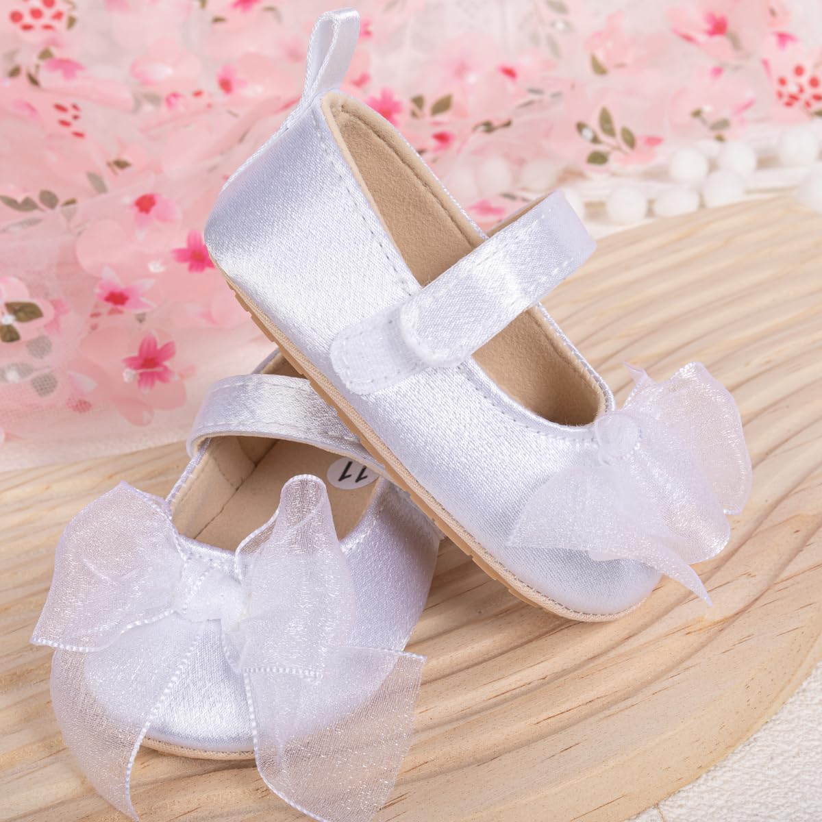 Meckior Zapatos planos de princesa hechos a mano para bebés, niñas y niños, para primeros pasos, de piel sintética suave, antideslizantes, para cuna, vestido de boda