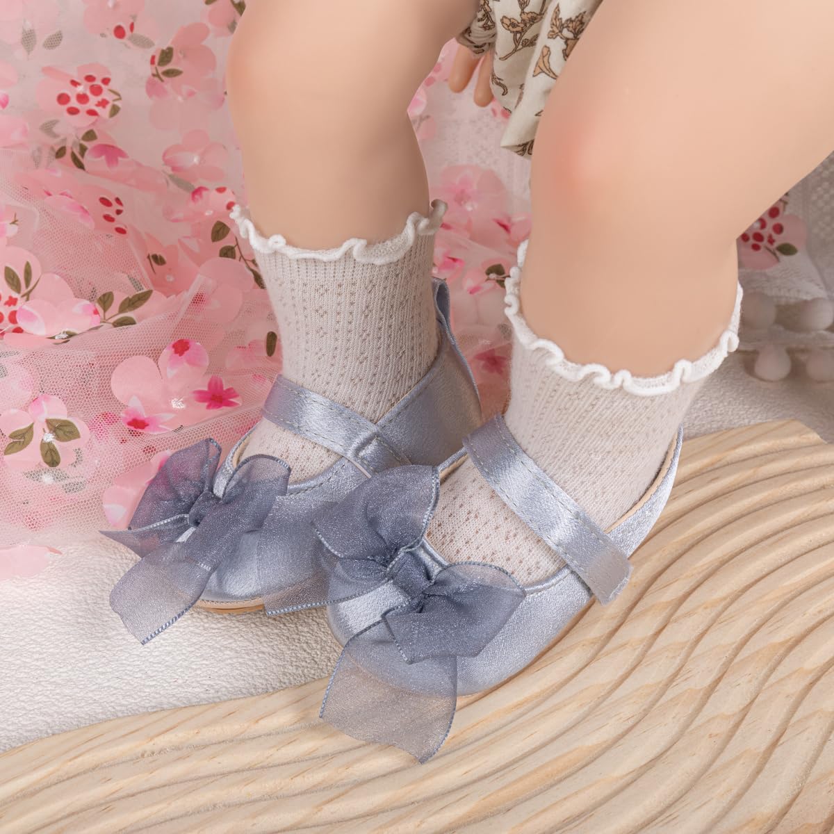 Meckior Zapatos planos de princesa hechos a mano para bebés, niñas y niños, para primeros pasos, de piel sintética suave, antideslizantes, para cuna, vestido de boda