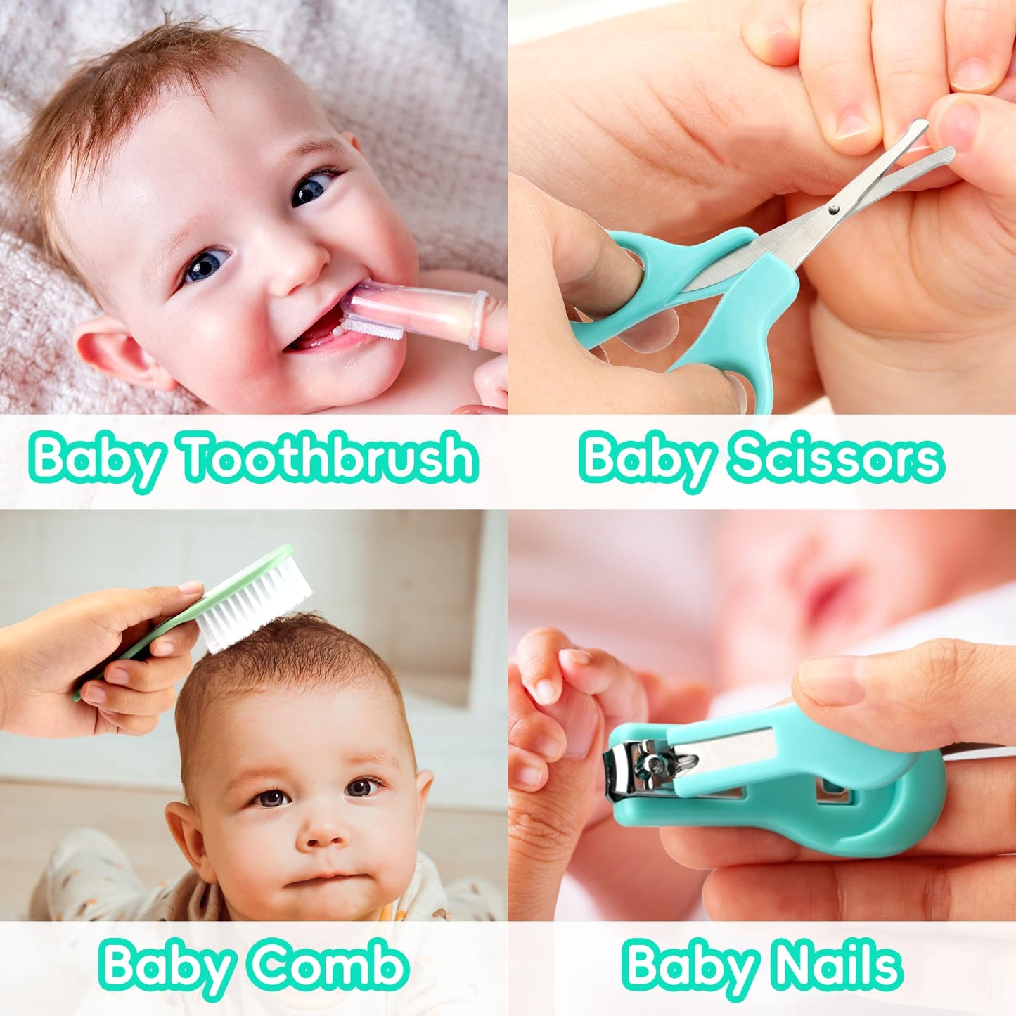 Baby Grooming Kit, Infant Safety Care Set with Hair Brush Comb Nail Clipper Nasal Aspirator,Baby Essentials Kit for Newborn Girls Boys (Pink Baby Grooming kit)