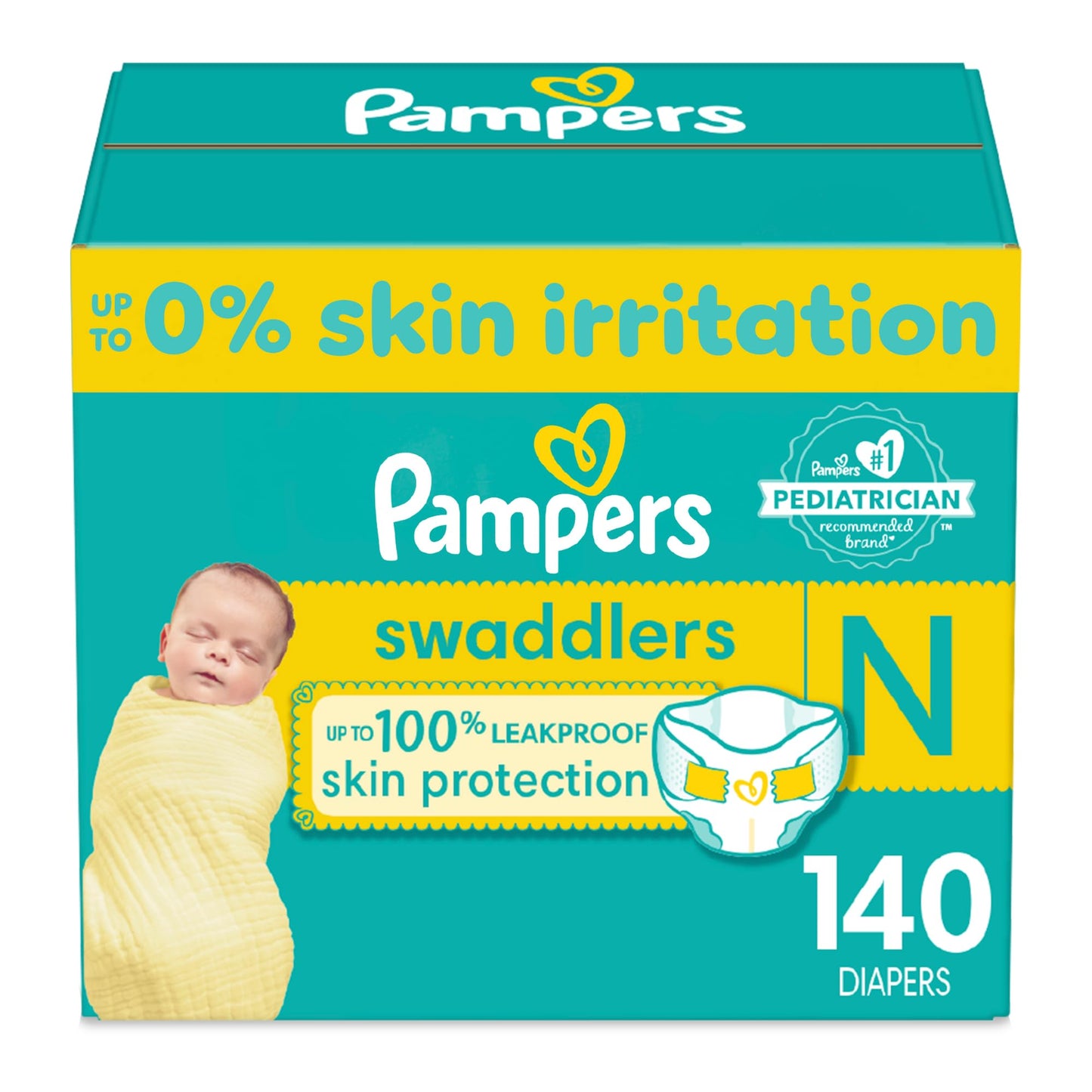 Pampers Swaddlers Diapers - Size 1, One Month Supply (198 Count), Ultra Soft Disposable Baby Diapers