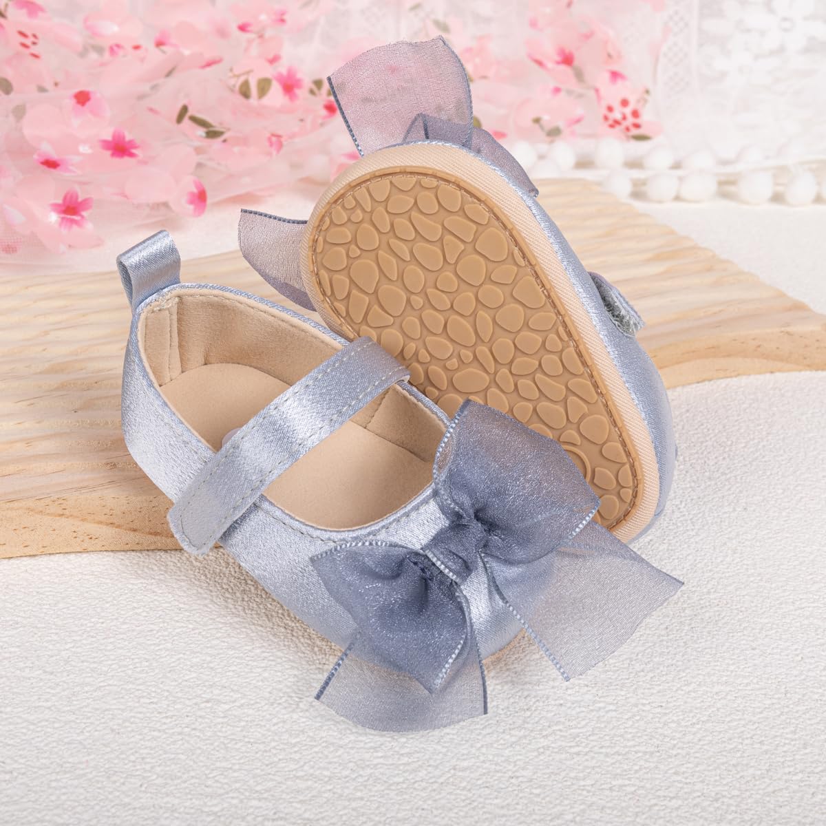 Meckior Zapatos planos de princesa hechos a mano para bebés, niñas y niños, para primeros pasos, de piel sintética suave, antideslizantes, para cuna, vestido de boda