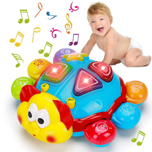 Baby Crawling Toy 6 to 12 Months Spanish English Bilingual Learning Toy for Infants 0-3-6 7 8 9 10 12-18 Month Educational Musical Light Up Toy 1 Year Old Boy Girl Easter Treat Gift Toddler Tummy Time