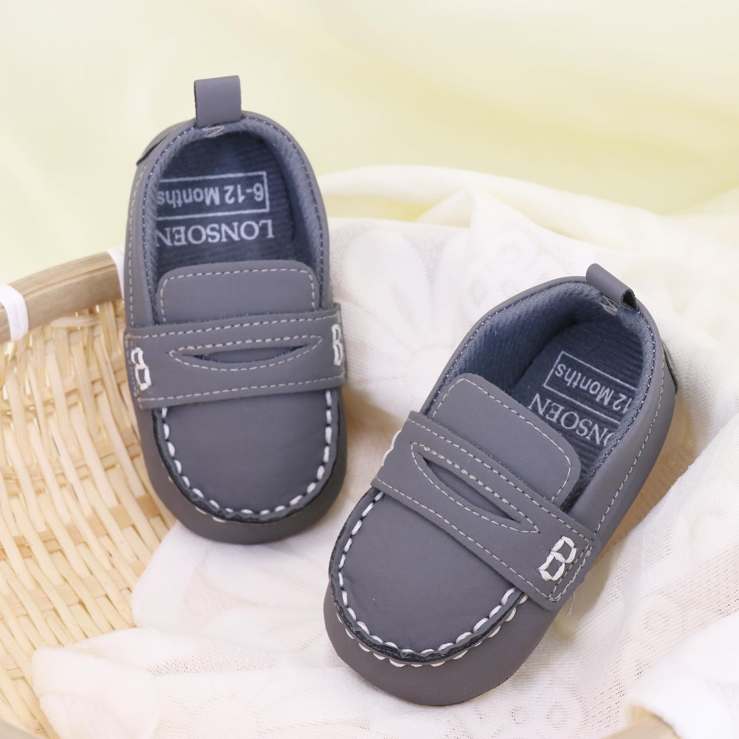 LONSOEN Mocasines para bebés y niñas, zapatos para cuna