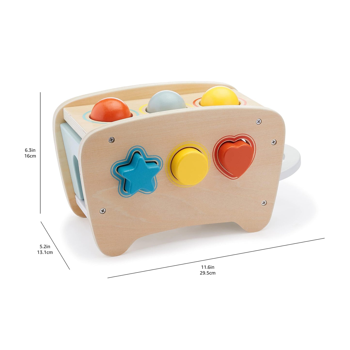 Amazon Basics Banco musical con xilófono y clasificador de formas, regalo para niños pequeños, a partir de 18 años, niño niña bebé, 11.6 x 5.2 x 6.3 pulgadas, multicolor