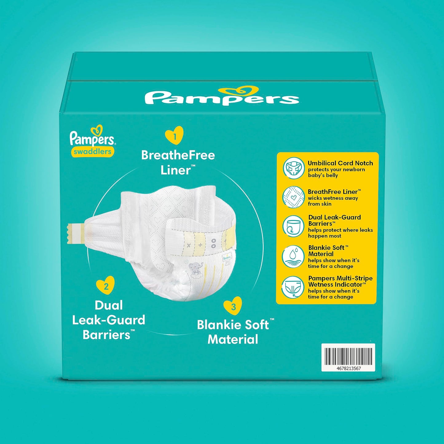 Pampers Swaddlers Diapers - Size 1, One Month Supply (198 Count), Ultra Soft Disposable Baby Diapers