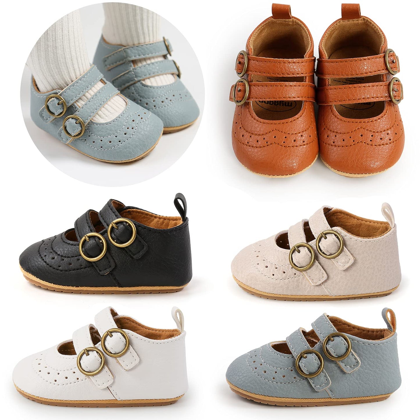 Mary Jane - Zapatos planos de vestir para bebé, zapatos para recién nacidos, antideslizantes, de piel sintética, para fiesta, escuela, boda, princesa, zapatos de bebé niña 0-18M