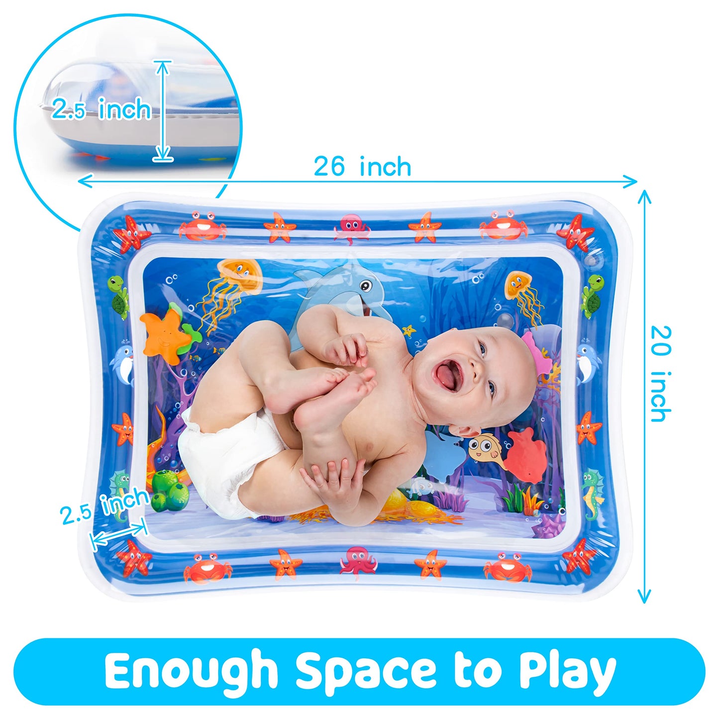 Tapete de agua para el tiempo boca abajo, inflable para bebés, bebés y niños pequeños de 3 a 12 meses, juguetes para promover el desarrollo, regalos para bebés