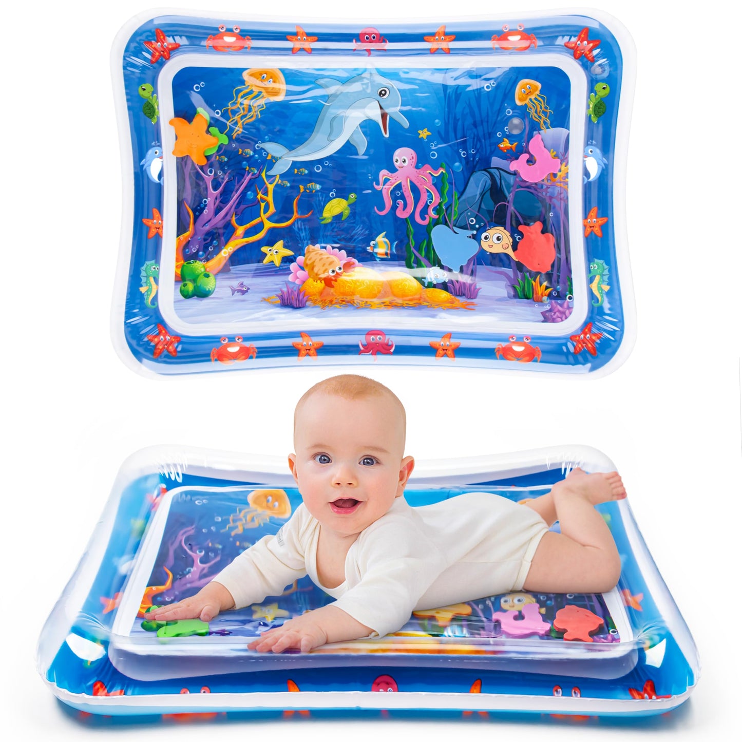 Tapete de agua para el tiempo boca abajo, inflable para bebés, bebés y niños pequeños de 3 a 12 meses, juguetes para promover el desarrollo, regalos para bebés