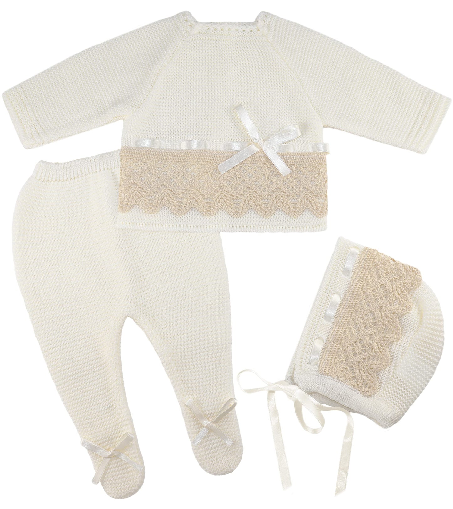 Newborn Baby Knitted Clothes Set, Coming Home Infant Knit Outfit for Boys and Girls