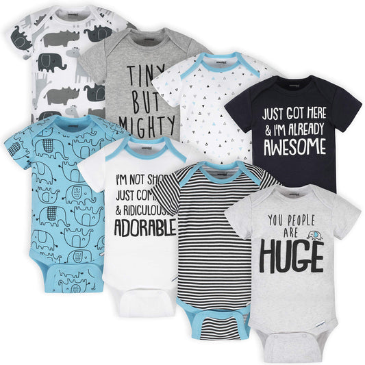 Onesies Brand Paquete de 8 mamelucos unisex de manga corta para bebé