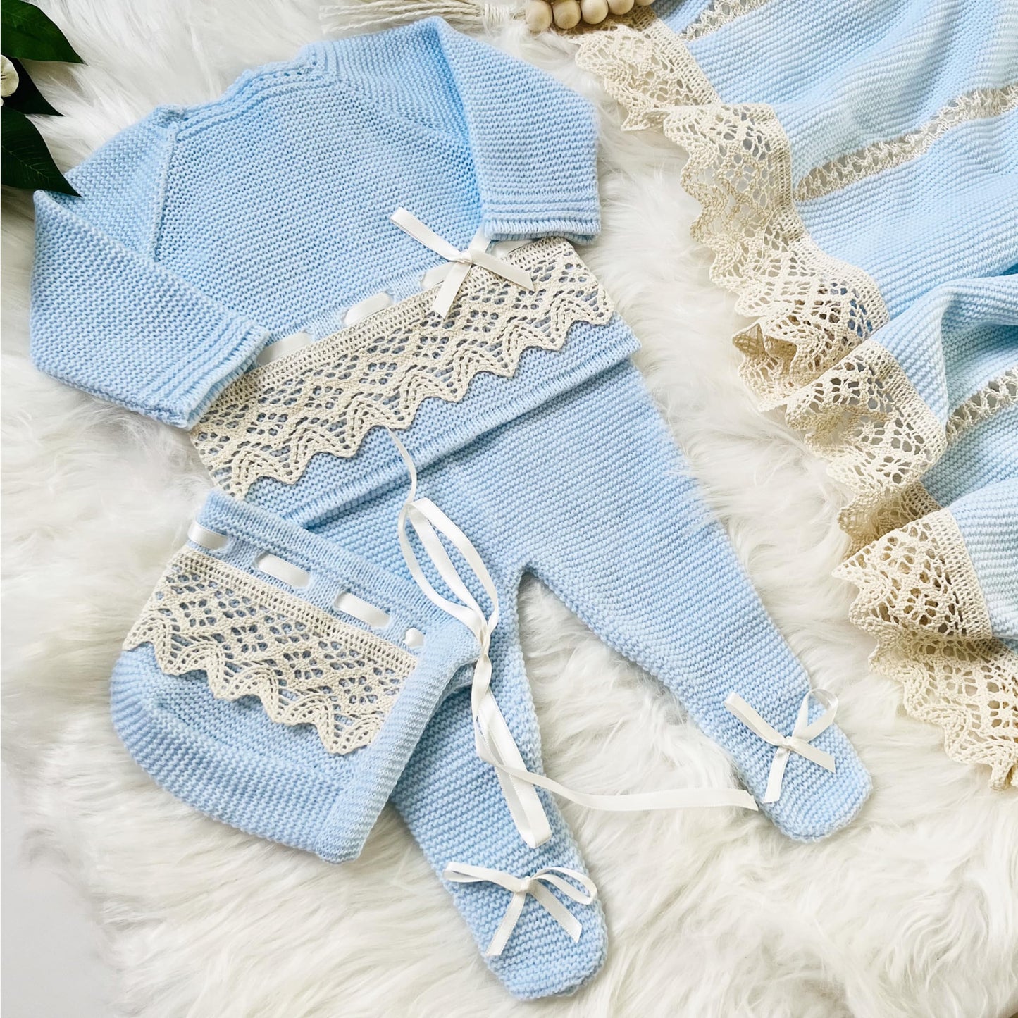 Newborn Baby Knitted Clothes Set, Coming Home Infant Knit Outfit for Boys and Girls