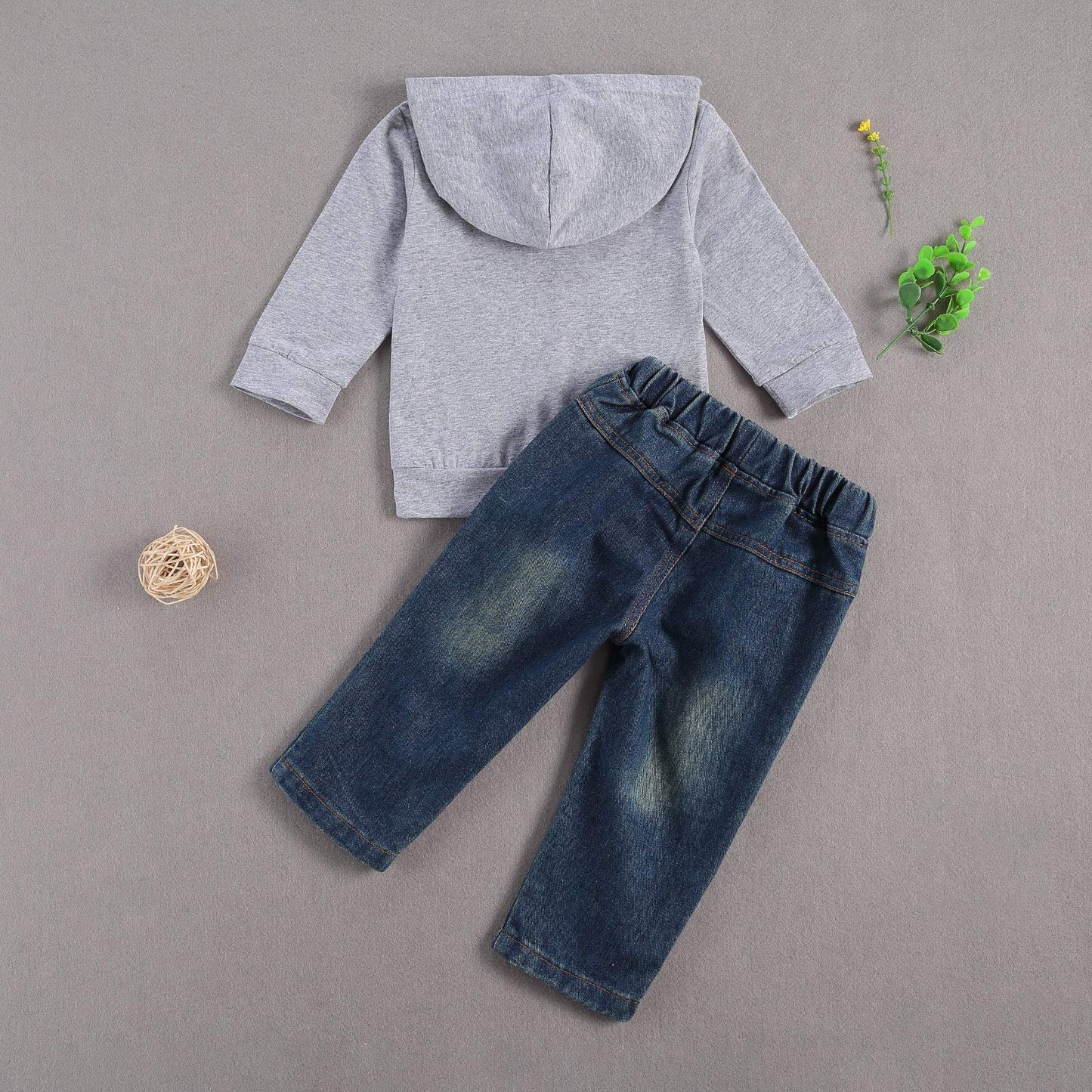 fhutpw Conjunto de ropa con capucha y pantalones de mezclilla para bebé, para otoño, invierno, 6, 9, 12, 18, 24 meses