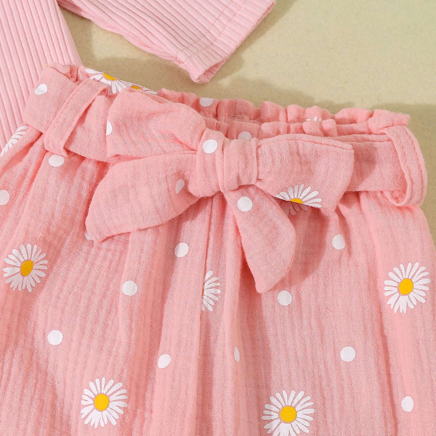 Kaipiclos Newborn Infant Girl Clothes Rib Knit Romper Daisy Print Pants Headband Baby Clothes for Girls 0 3 6 12 18 24 Months