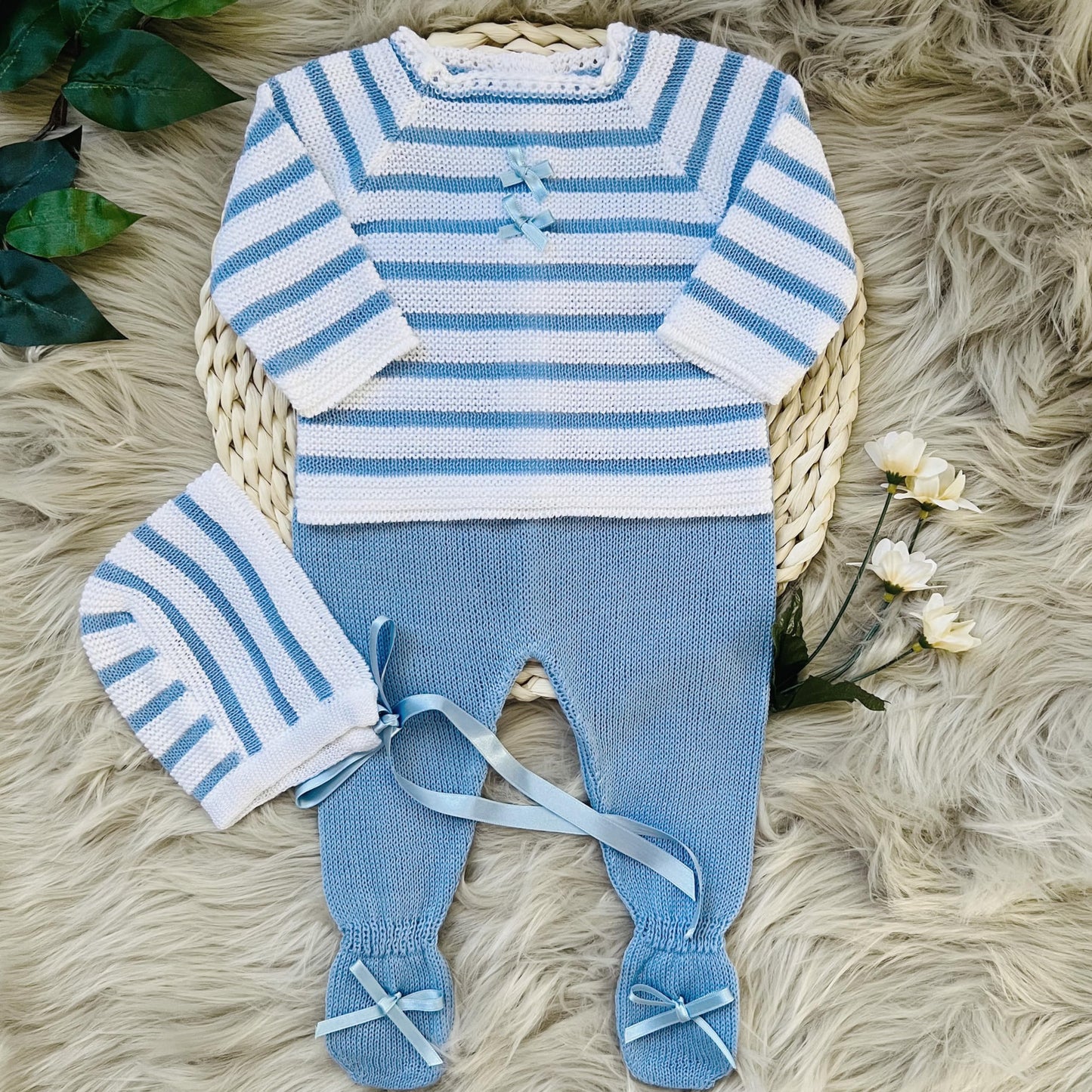 Newborn Baby Knitted Clothes Set, Coming Home Infant Knit Outfit for Boys and Girls