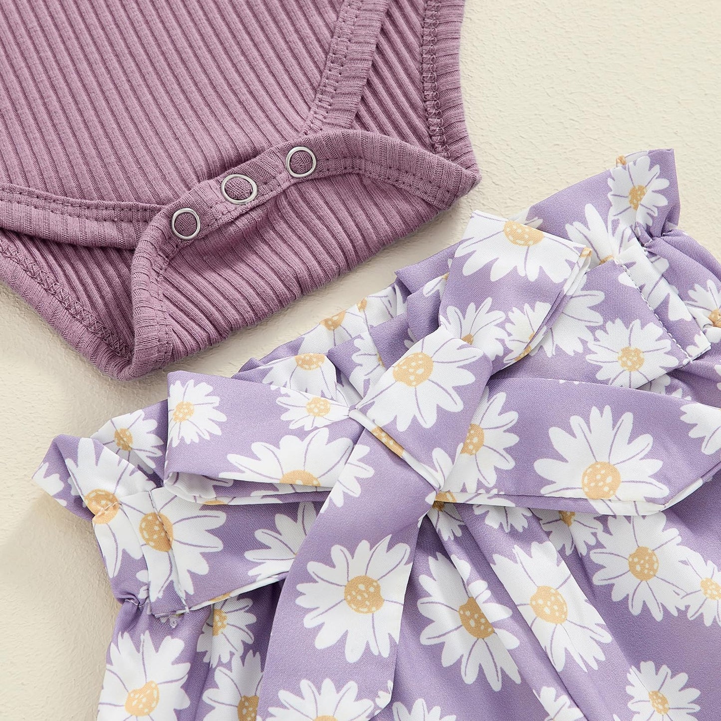 Kaipiclos Newborn Infant Girl Clothes Rib Knit Romper Daisy Print Pants Headband Baby Clothes for Girls 0 3 6 12 18 24 Months