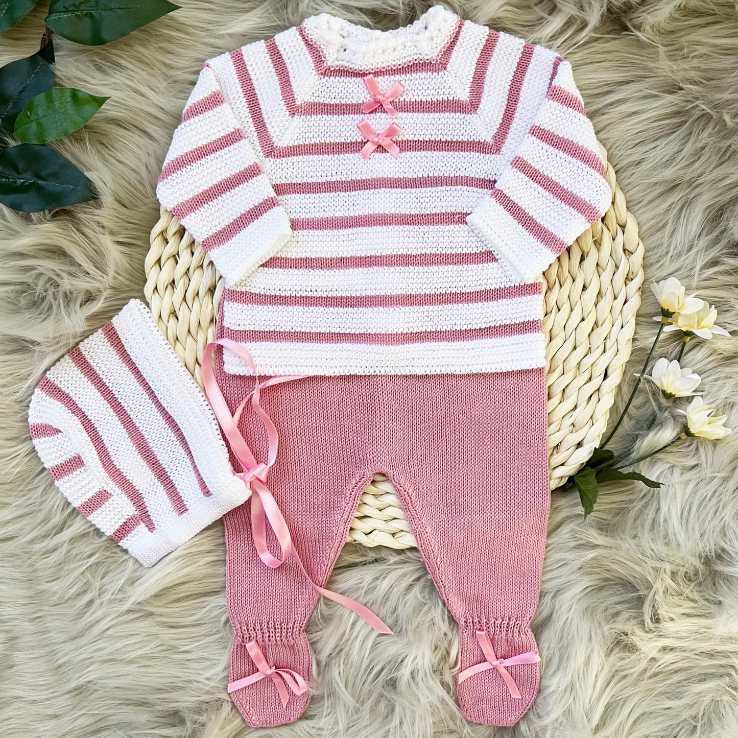 Newborn Baby Knitted Clothes Set, Coming Home Infant Knit Outfit for Boys and Girls