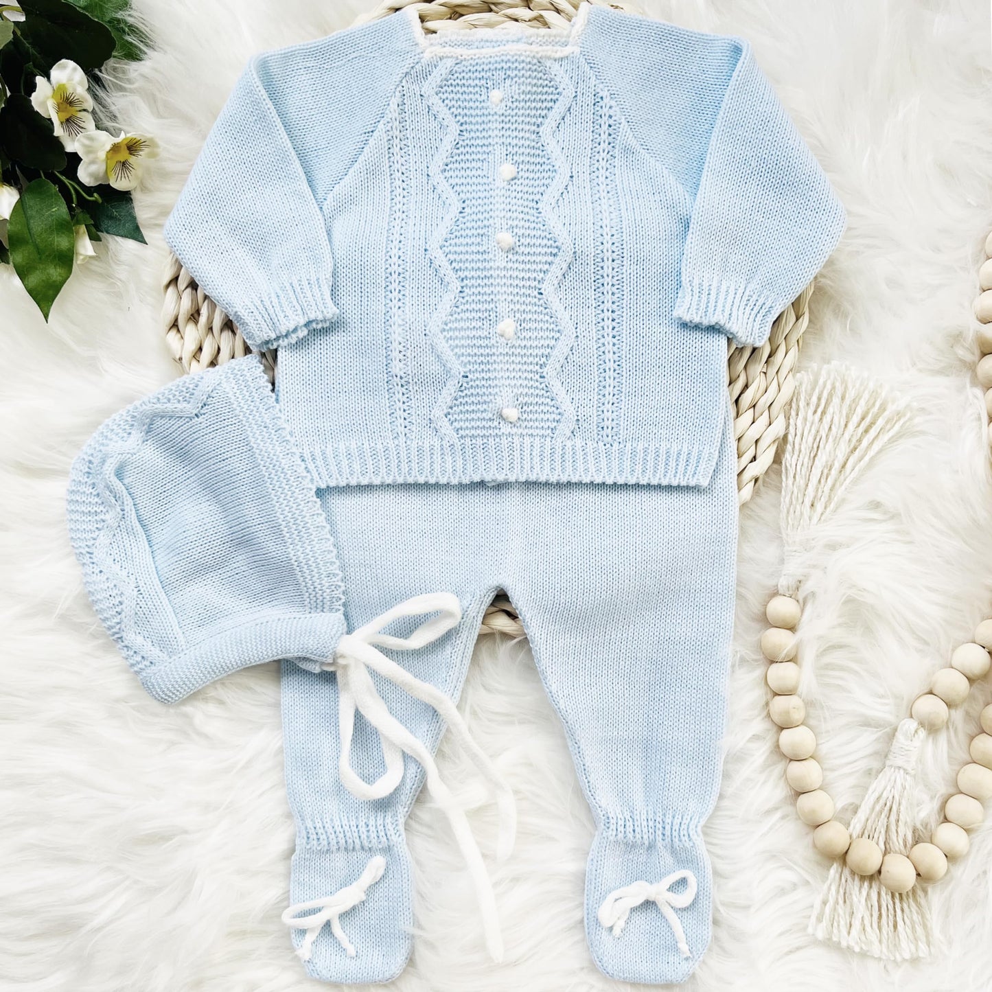 Newborn Baby Knitted Clothes Set, Coming Home Infant Knit Outfit for Boys and Girls