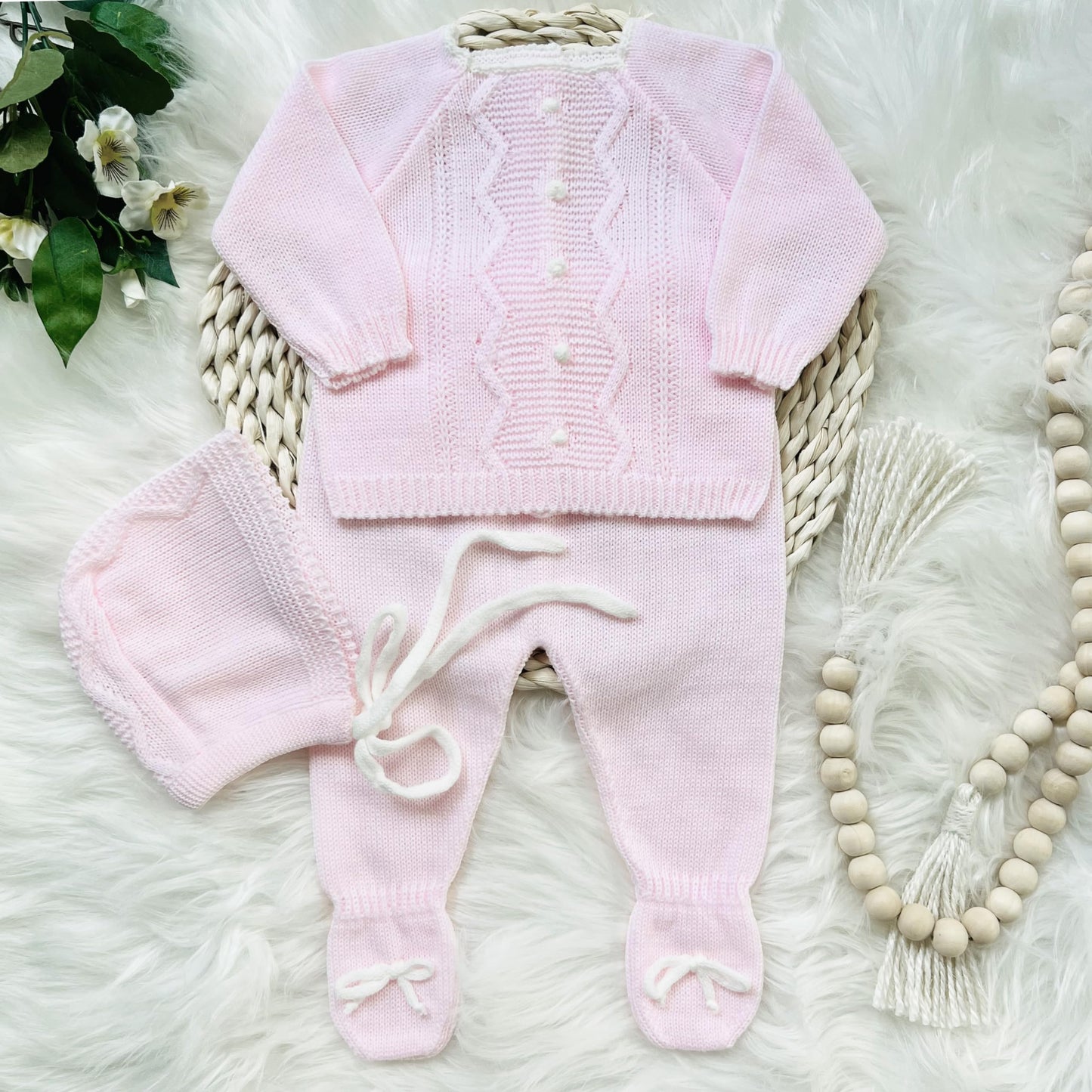 Newborn Baby Knitted Clothes Set, Coming Home Infant Knit Outfit for Boys and Girls