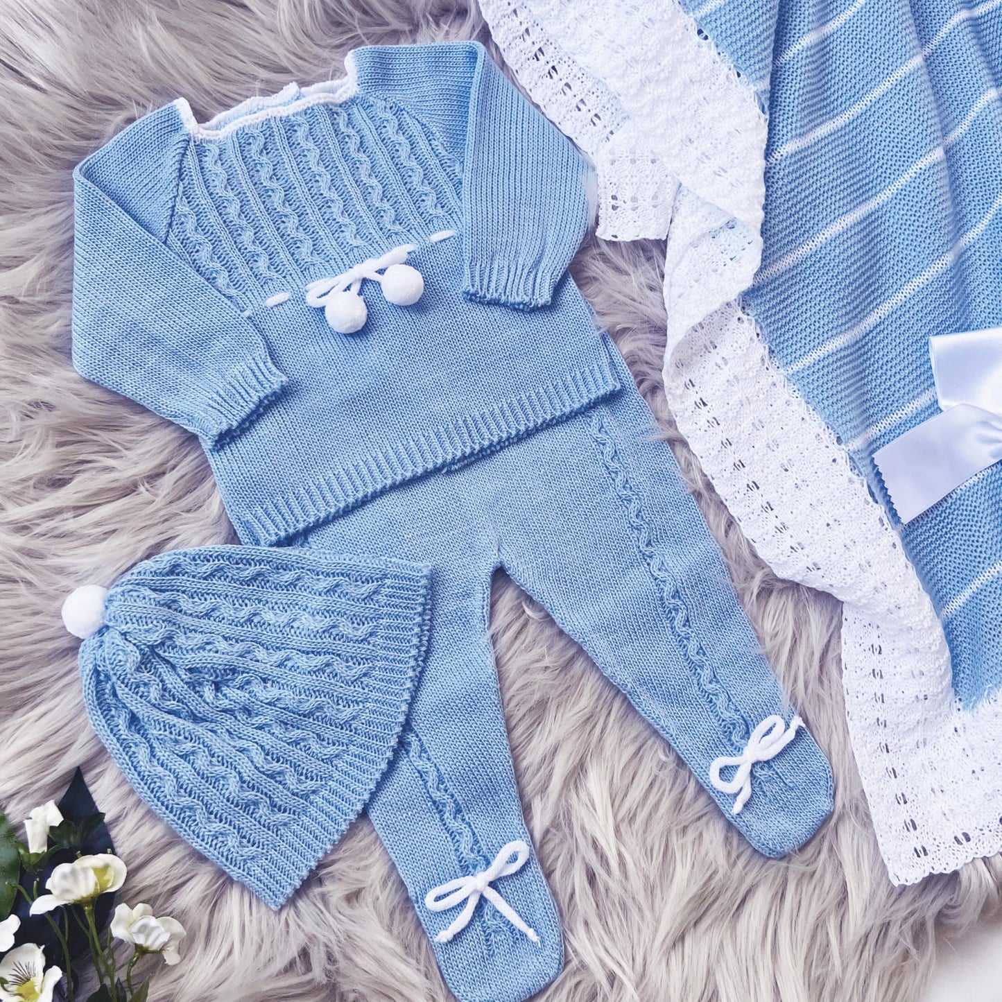 Newborn Baby Knitted Clothes Set, Coming Home Infant Knit Outfit for Boys and Girls