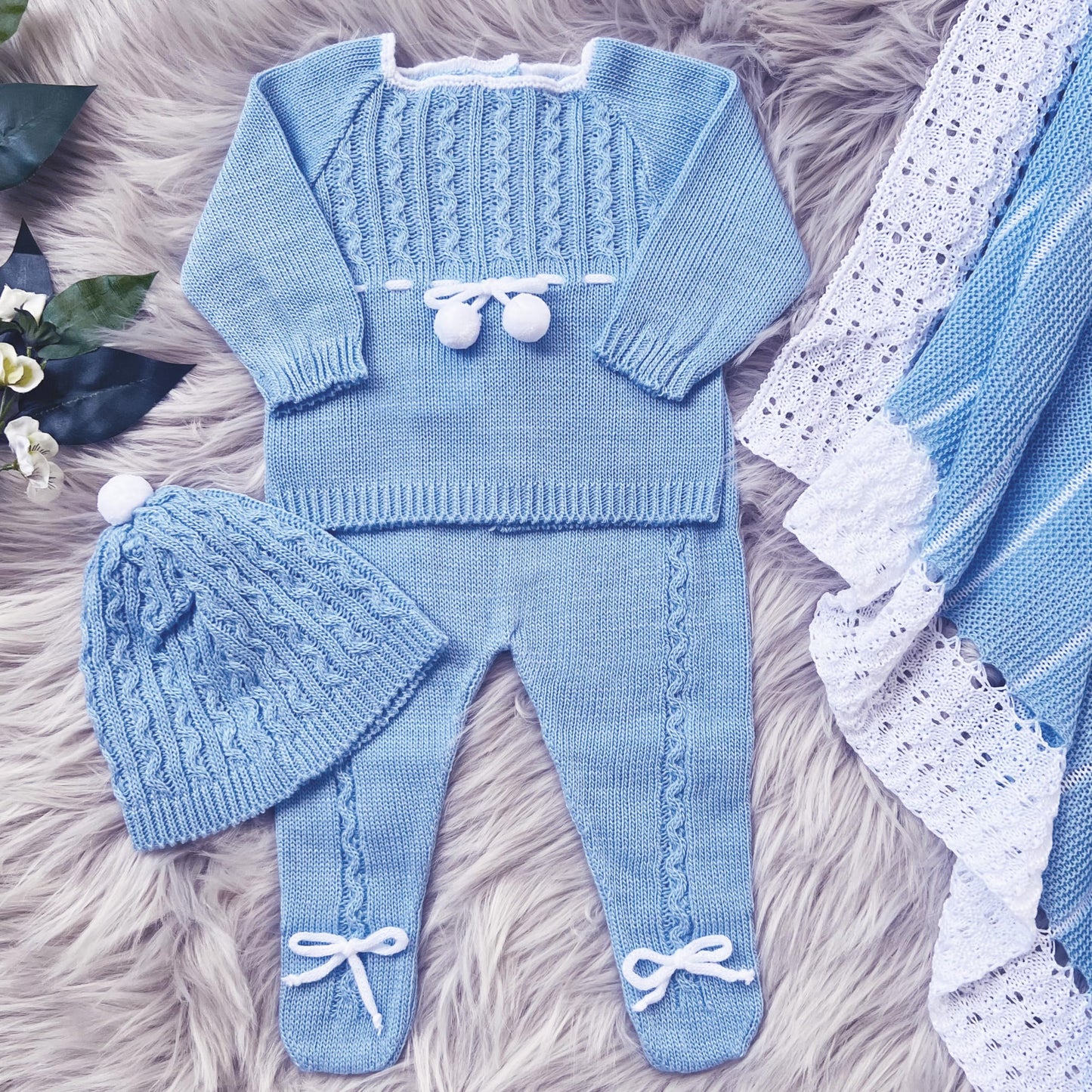 Newborn Baby Knitted Clothes Set, Coming Home Infant Knit Outfit for Boys and Girls