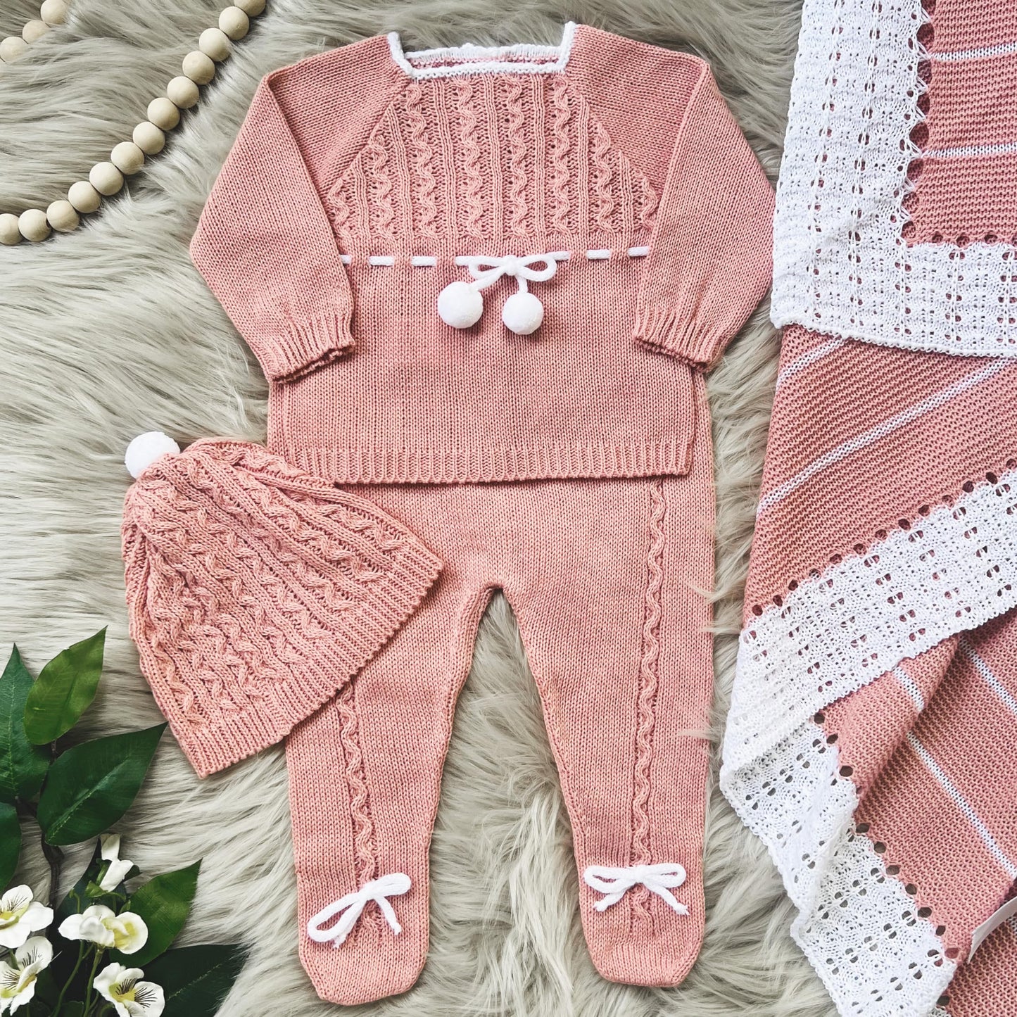 Newborn Baby Knitted Clothes Set, Coming Home Infant Knit Outfit for Boys and Girls