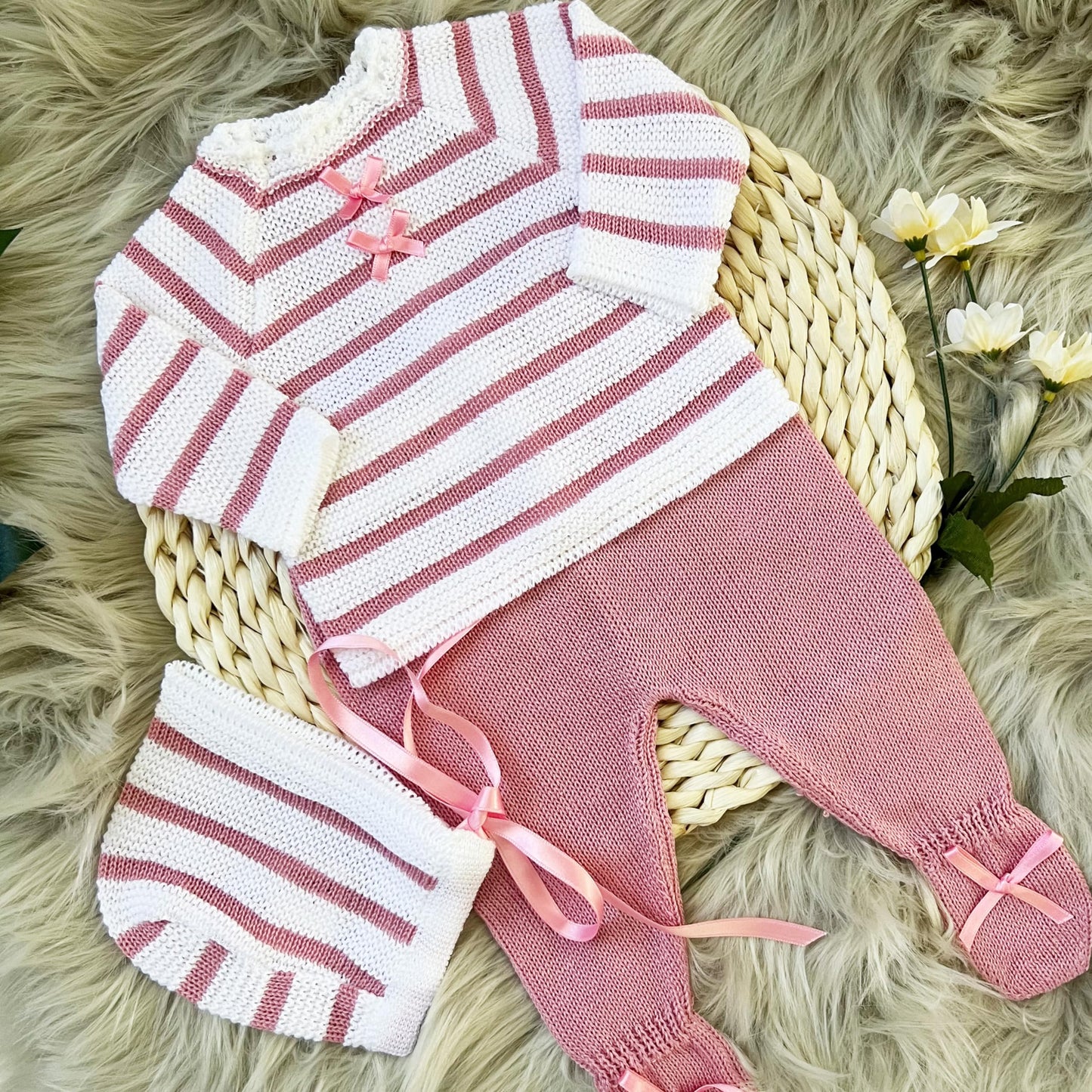 Newborn Baby Knitted Clothes Set, Coming Home Infant Knit Outfit for Boys and Girls