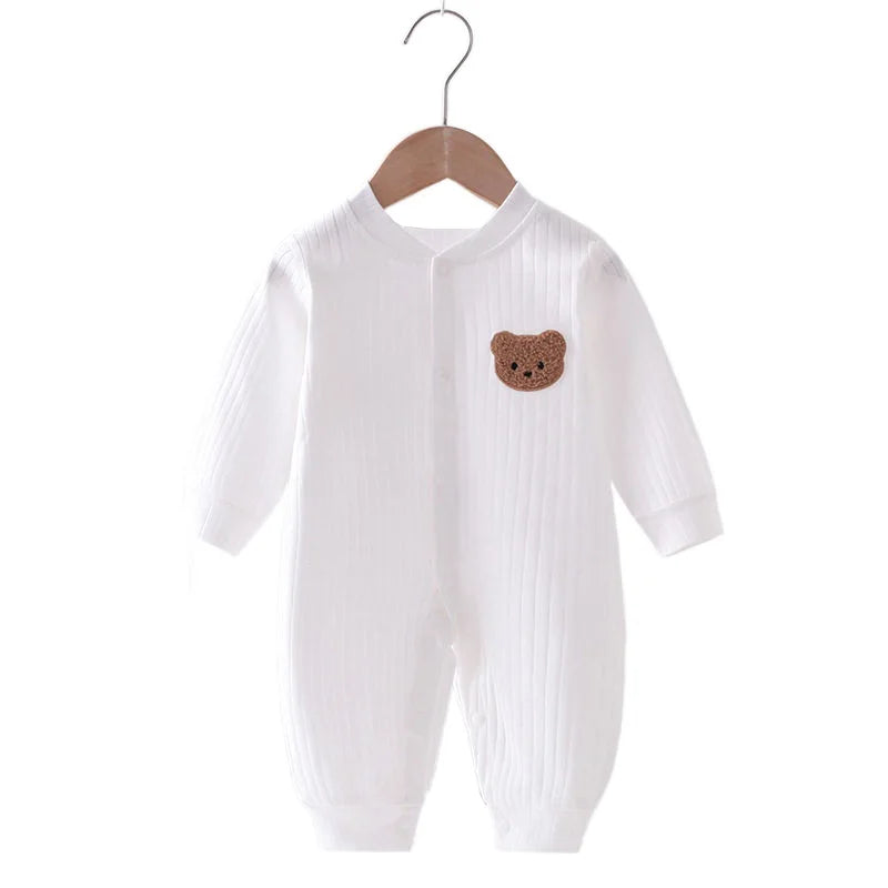 Pijama cálida para bebé para invierno Baby Romper Solid Color Bear Jumpsuit Cotton Spring Newborn One-Pieces Clothing for Boys Girls Infant Onesie 0-18M