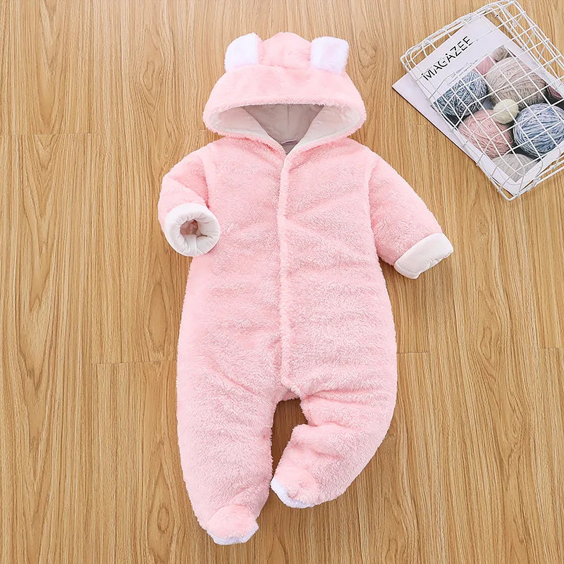 Ropa de invierno para niña/bebé Romper Newborn Infant Jumpsuit Clothes Ear Hooded Long Sleeve Footies Kid Boy Overalls Thicken Children A769