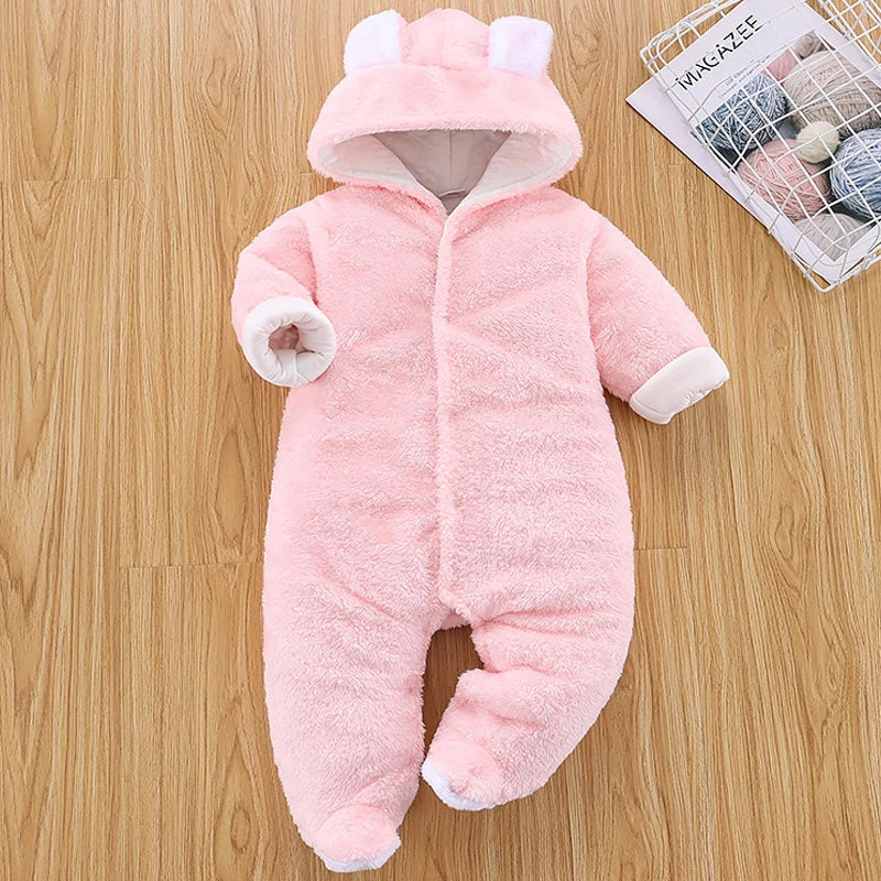 Ropa de invierno para niña/bebé Romper Newborn Infant Jumpsuit Clothes Ear Hooded Long Sleeve Footies Kid Boy Overalls Thicken Children A769