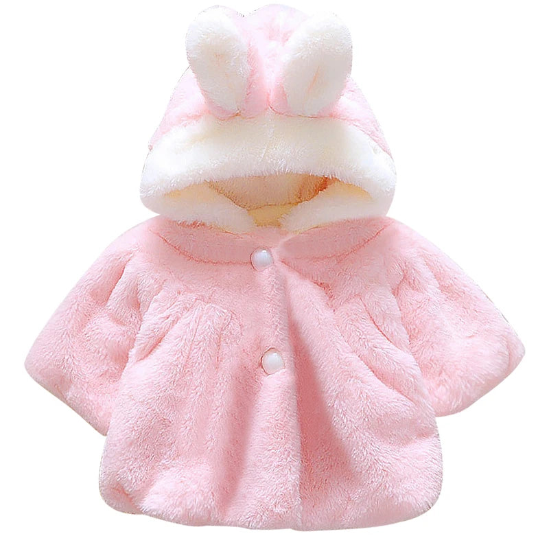 Ropa de invierno Abrigo Cálido para bebé rosado/ Winter Outerwear Baby Girl Clothes Korean Cartoon Cute Fleece Hooded Warm Shawl Newborn Jackets Kids Coats BC1898-1