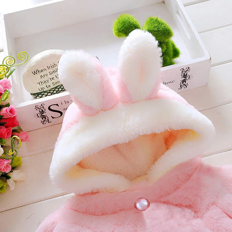 Ropa de invierno Abrigo Cálido para bebé rosado/ Winter Outerwear Baby Girl Clothes Korean Cartoon Cute Fleece Hooded Warm Shawl Newborn Jackets Kids Coats BC1898-1