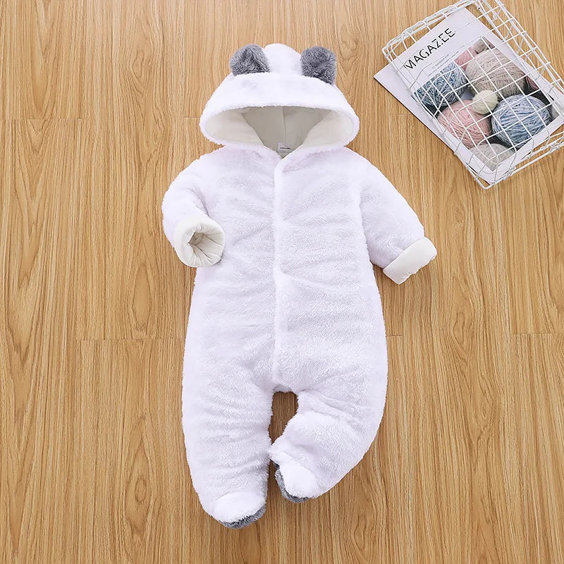 Ropa de invierno para niña/bebé Romper Newborn Infant Jumpsuit Clothes Ear Hooded Long Sleeve Footies Kid Boy Overalls Thicken Children A769