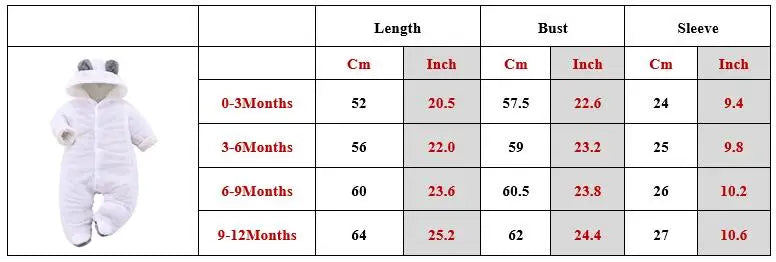 Ropa de invierno para niña/bebé Romper Newborn Infant Jumpsuit Clothes Ear Hooded Long Sleeve Footies Kid Boy Overalls Thicken Children A769