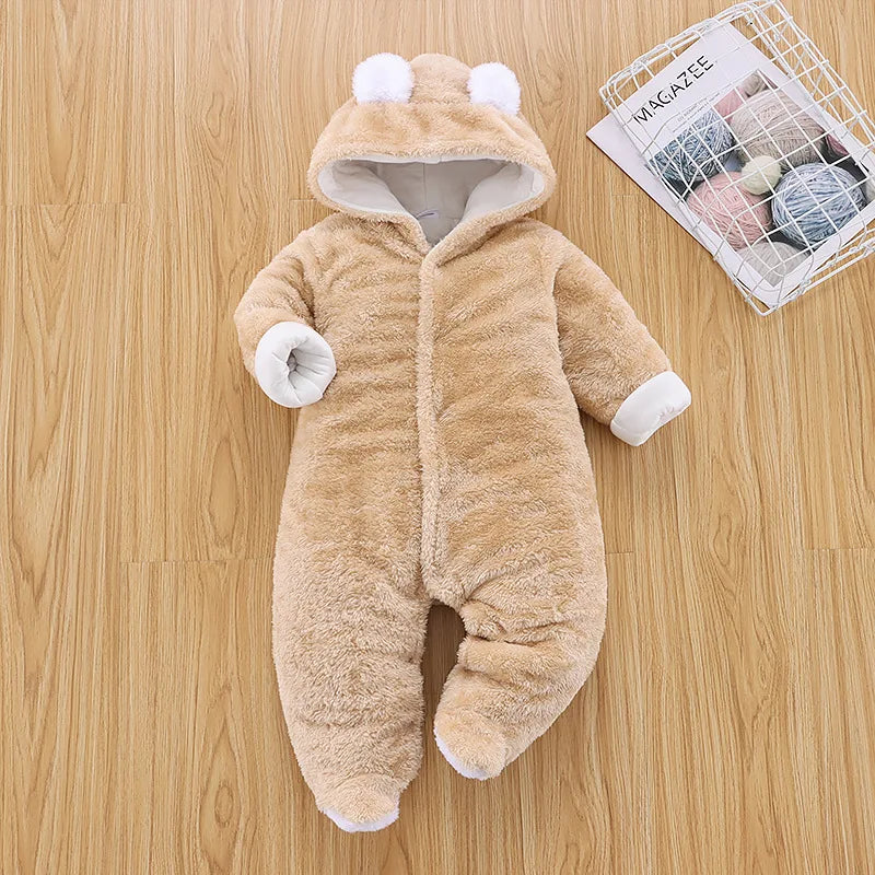 Ropa de invierno para niña/bebé Romper Newborn Infant Jumpsuit Clothes Ear Hooded Long Sleeve Footies Kid Boy Overalls Thicken Children A769