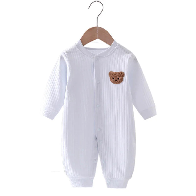 Pijama cálida para bebé para invierno Baby Romper Solid Color Bear Jumpsuit Cotton Spring Newborn One-Pieces Clothing for Boys Girls Infant Onesie 0-18M