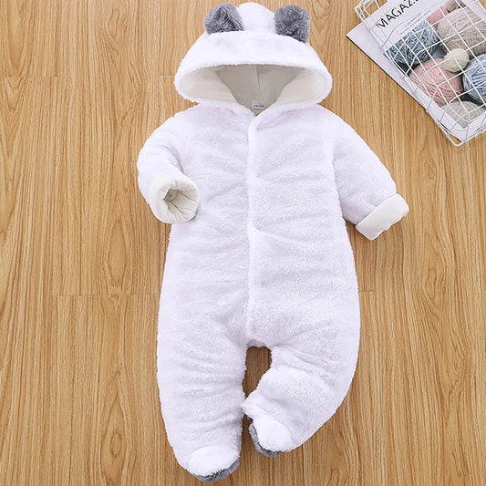 Ropa de invierno para niña/bebé Romper Newborn Infant Jumpsuit Clothes Ear Hooded Long Sleeve Footies Kid Boy Overalls Thicken Children A769