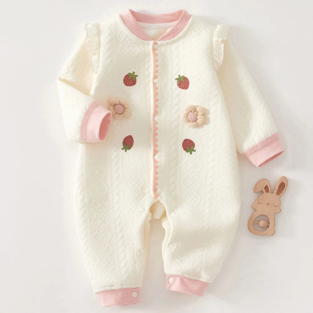 Ropa cálida de invierno para bebés de algodón  / Baby Girl Romper Long Sleeve Cotton Winter Warm Newborn Jumpsuit High Quality